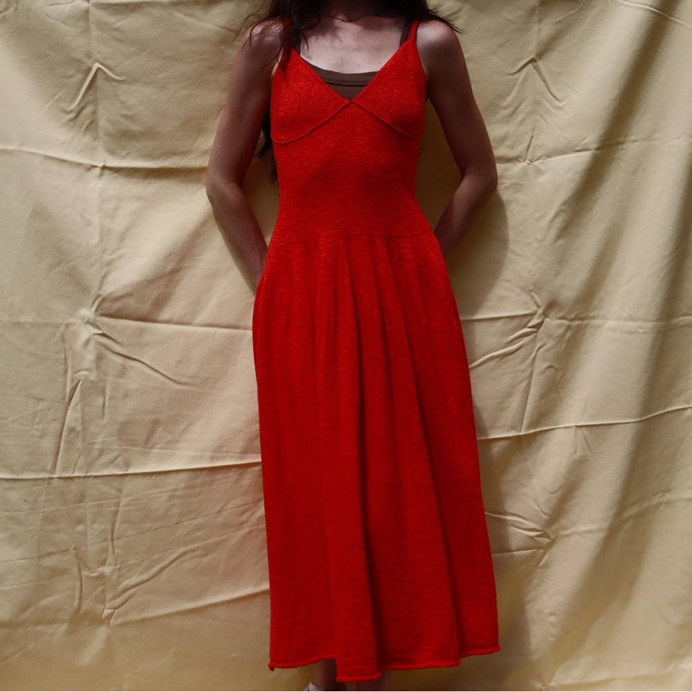 Free People Red Sleeveless Knit Midi Dress